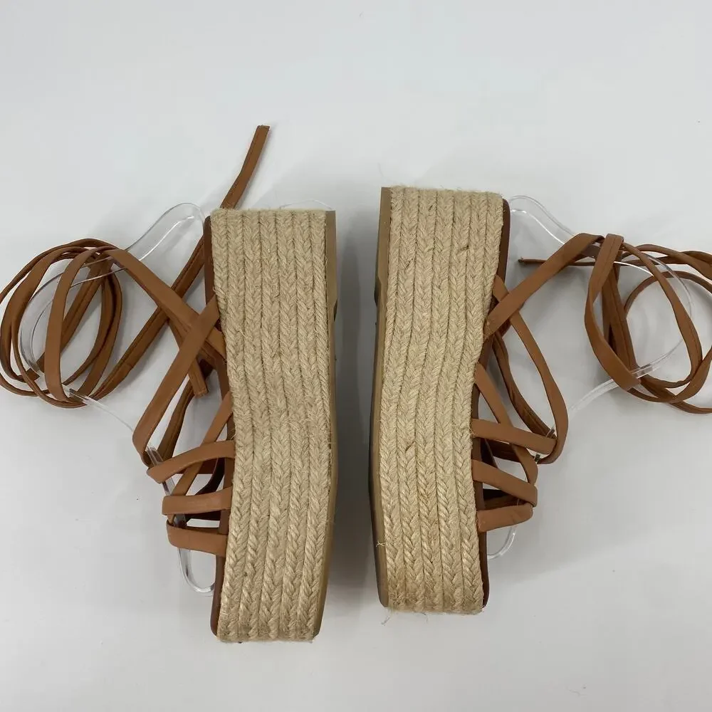ALOHAS Paw Paw Brown Espadrille Platform Sandal camel